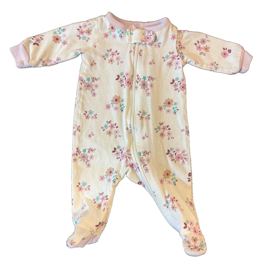 Gerber Baby Preemie Sleeper Girl Flowers Cotton Outfit Footie Reborn Doll Purple